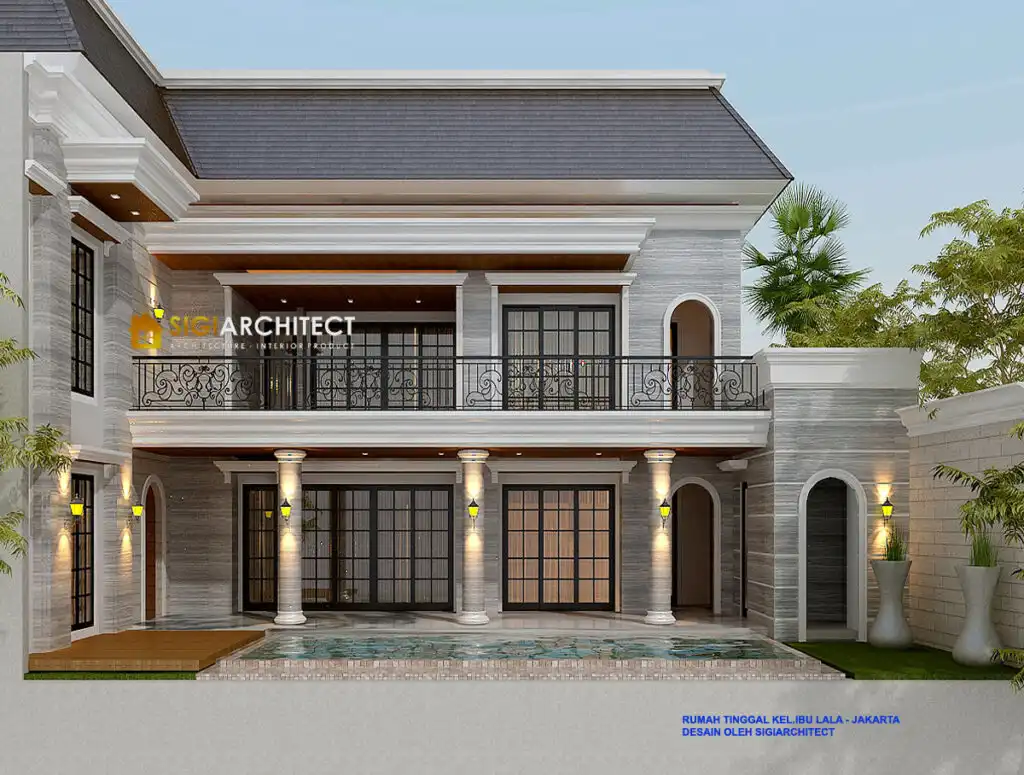 Desain rumah 1000 M2 mewah klasik kolam renang