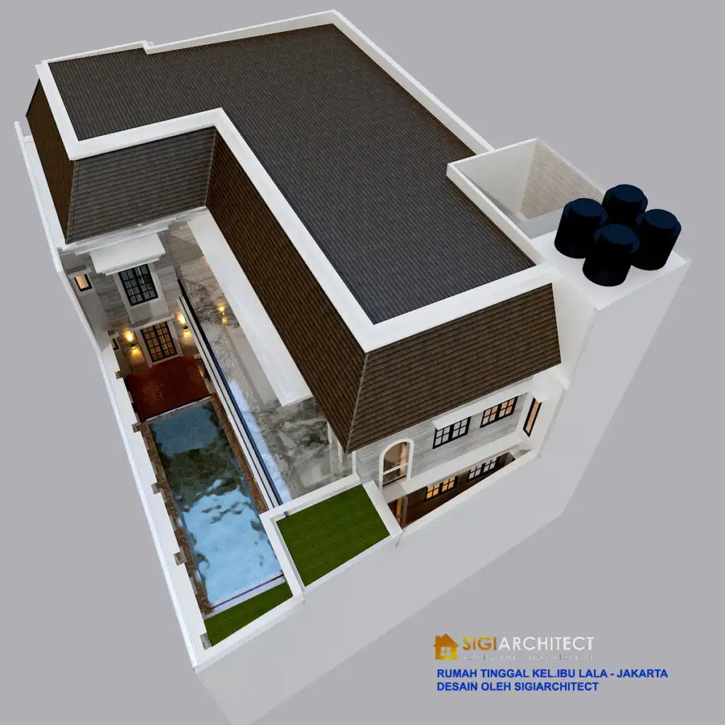 Desain rumah 1000 M2 tropis klasik kolam renang