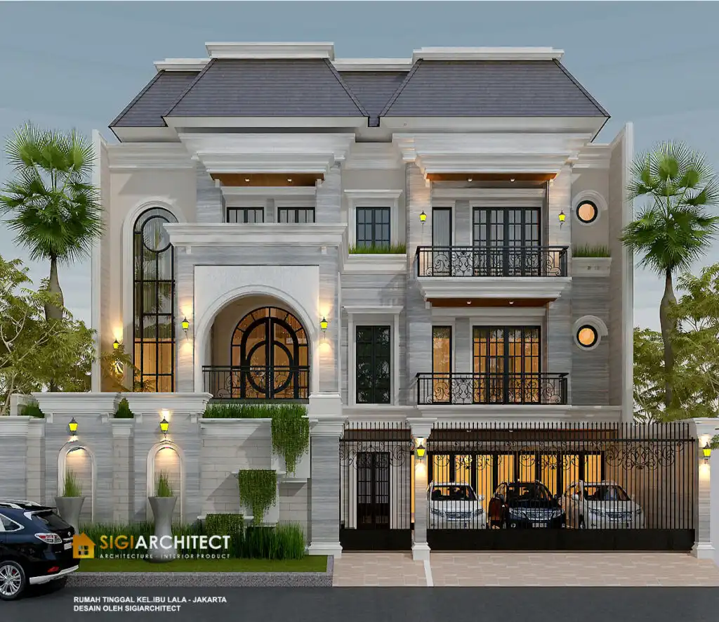 Desain rumah mewah 1000 M2 american klasik kolam renang