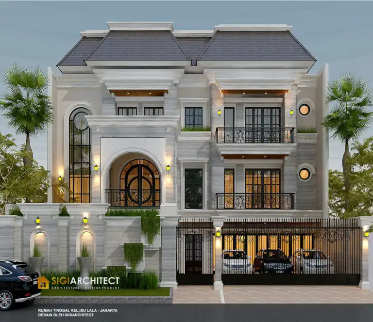 Desain rumah mewah 1000 M2 american klasik kolam renang