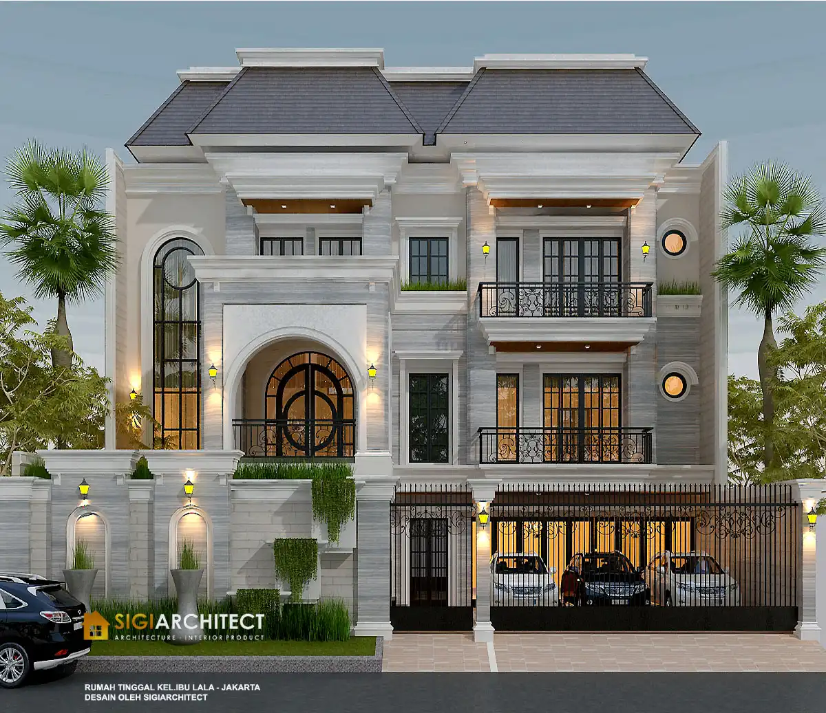 Desain rumah mewah 1000 M2 american klasik kolam renang