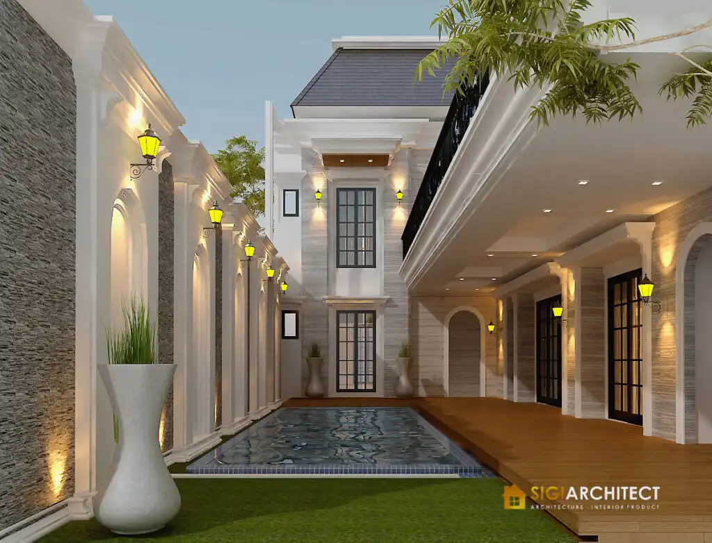Desain rumah mewah 1000 M2 klasik kolam renang