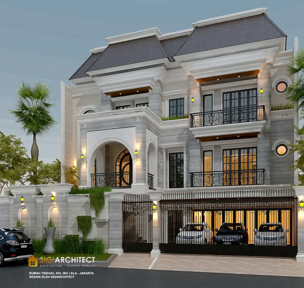 Desain rumah mewah 1000 M2 modern klasik kolam renang