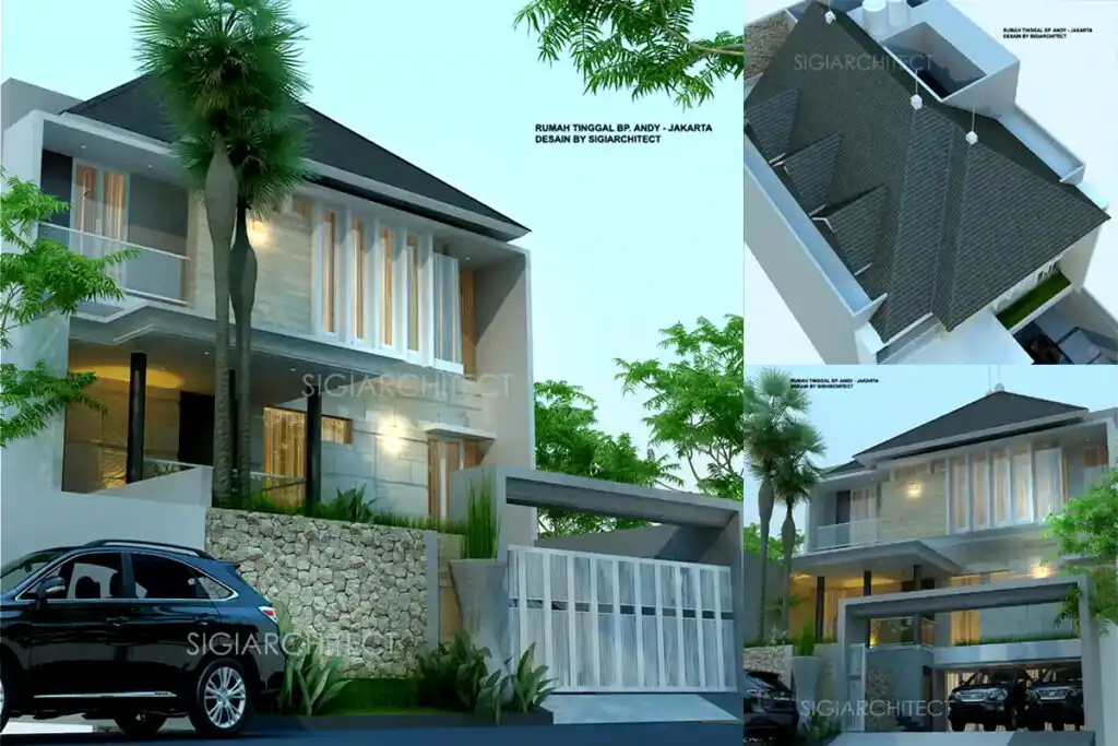 Desain Rumah Mewah 3 Lantai Split Semibasen sigiarchitect
