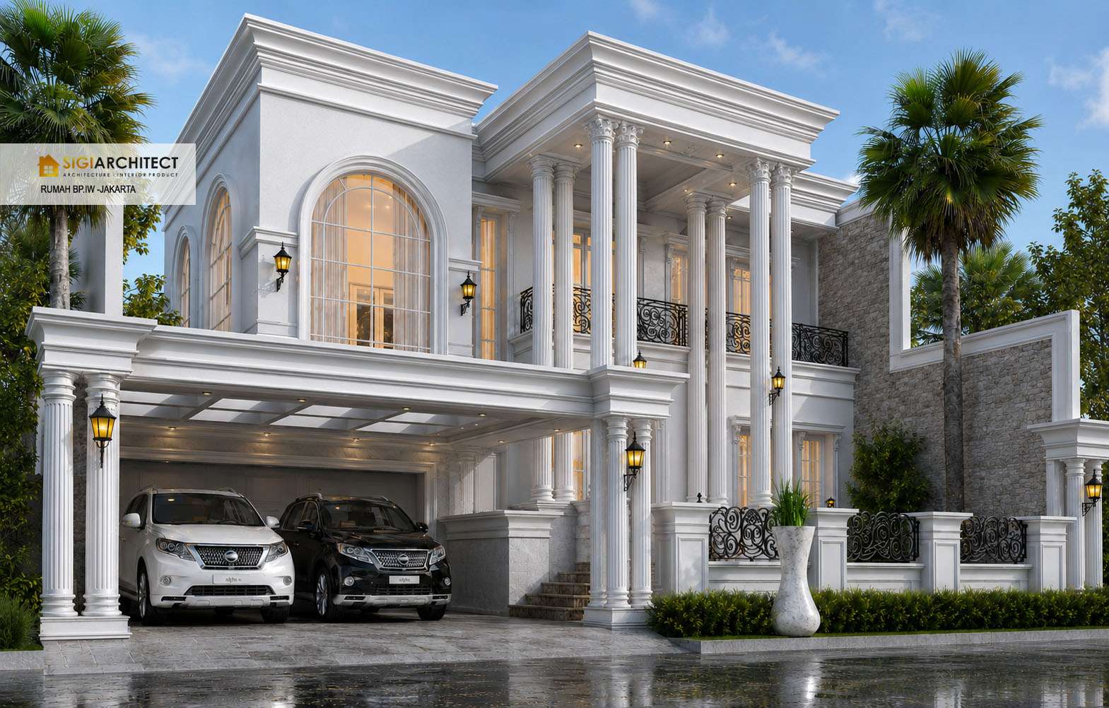 desain rumah klasik 2 lantai american style