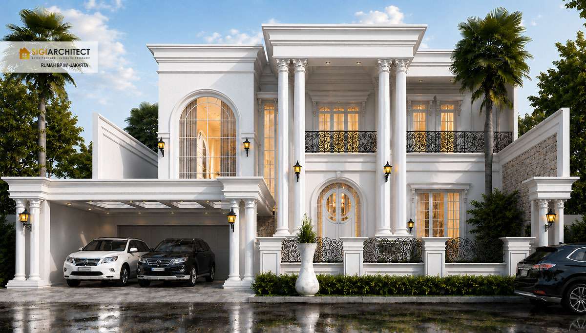 desain rumah klasik american 2 lantai