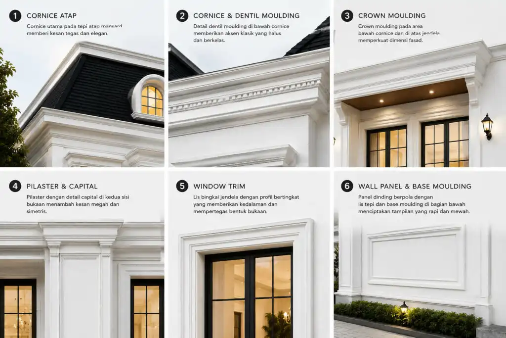 detail rumah 3 lantai american classic