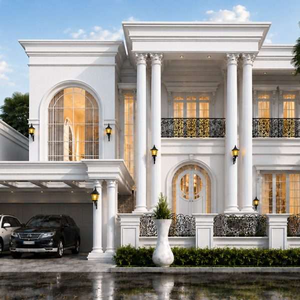 desain rumah klasik american 2 lantai