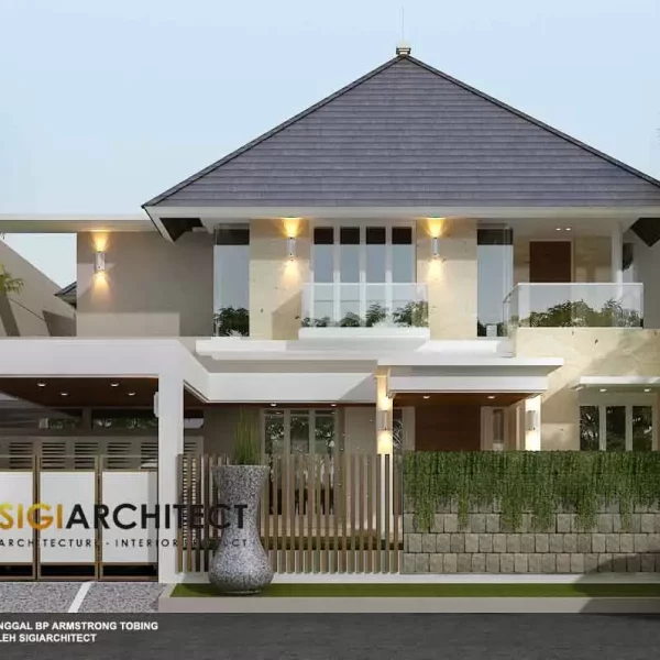 jasa arsitek rumah mewah tropis minimalis 2 lantai